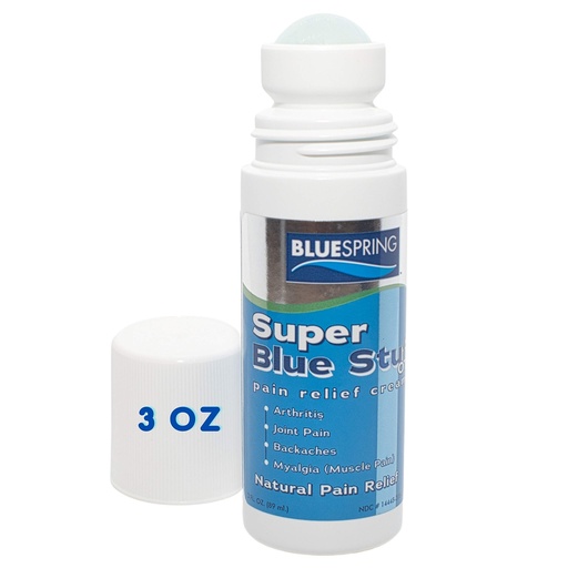 [BRSWIYY2OUNR43DC] Super Blue Stuff Natural Pain Relief roll on with Emu Oil by BlueSpring- Pain relief rub Anti Inflammatory Analgesic Cream for Back, Knee, Joint, Muscle, Arthritis, and neck Pain Relief- 3 Oz roll-on.