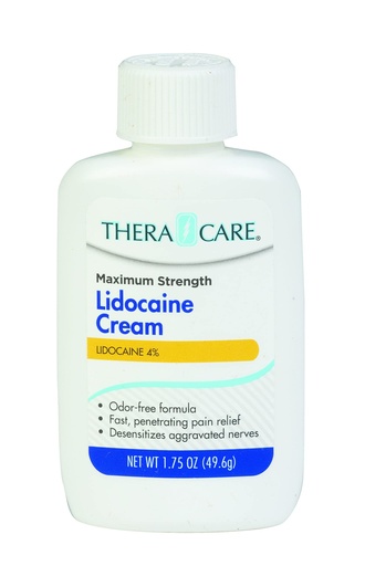 [BRSW2GIOOIBAOETK] TheraCare Maximum Strength OTC Lidocaine Cream | Numbs Away Pain | Long-Lasting Relief | Non-Greasy | 1.75 Oz