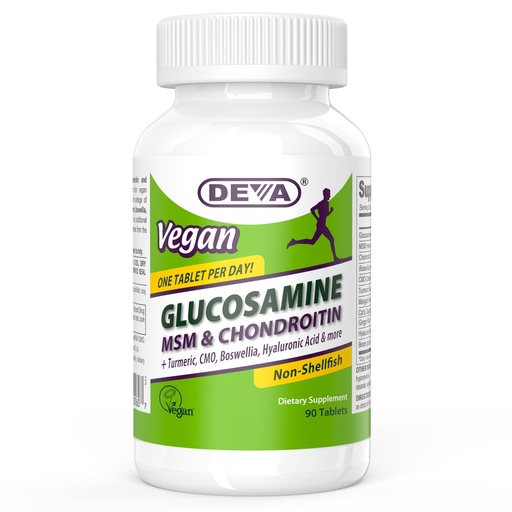 [BRSWYFDRDMMBQG33] DEVA Vegan Glucosamine MSM & Chondroitin + Turmeric, CMO, Boswellia, Hyaluronic Acid & More, Improved Non-Animal Formula, 90 Tablets