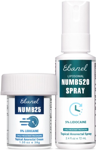 [BRSWYHTRAQORQ2TL] Ebanel Bundle of Lidocaine Numbing Spray, and Topical Numbing Cream 1 Oz