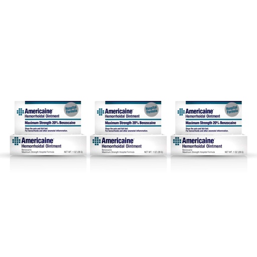 [BRSWKGYIBJ5GG3LI] Americaine Hemorrhoidal Ointment Maximum Strength 20% Benzocaine 1 oz (Pack of 3)