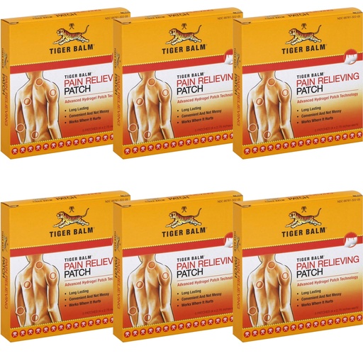 [BRSWIYYOOQMBYYLG] Tiger Balm Patch, Pain Relieving Patch, 4"x2.75", 5 Count (Pack of 6)