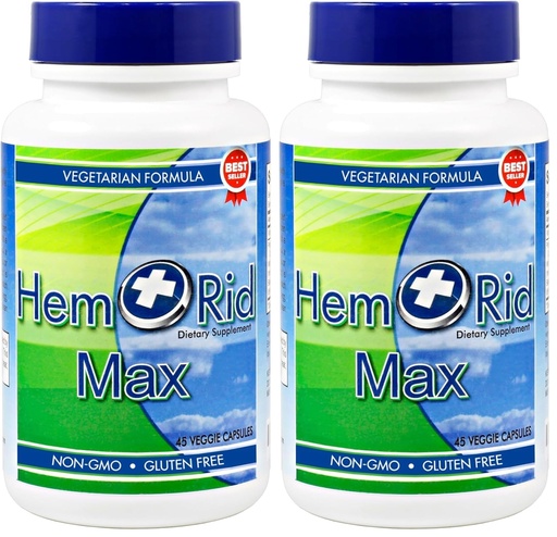 [BRSRGFI7A4MQMCLF] HemRid Max: Natural Hemorrhoid Relief Supplement for Discomfort - Made in The USA (Pack of 2)