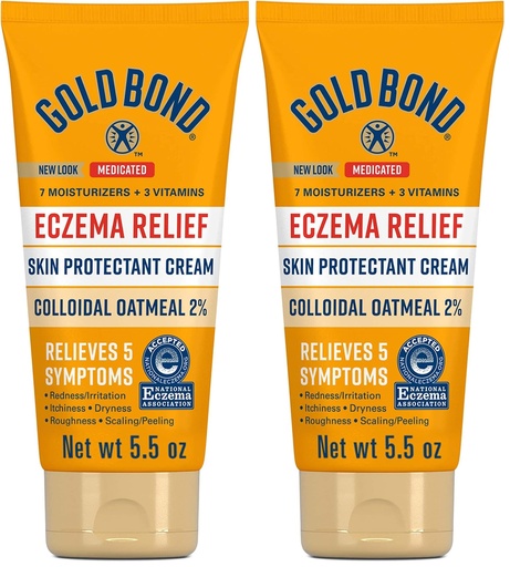[BRSRAY3ROEFWYDLK] Gold Bond Medicated Eczema Relief Skin Protectant Cream, 5.5 oz., with 2% Colloidal Oatmeal (Pack of 2)