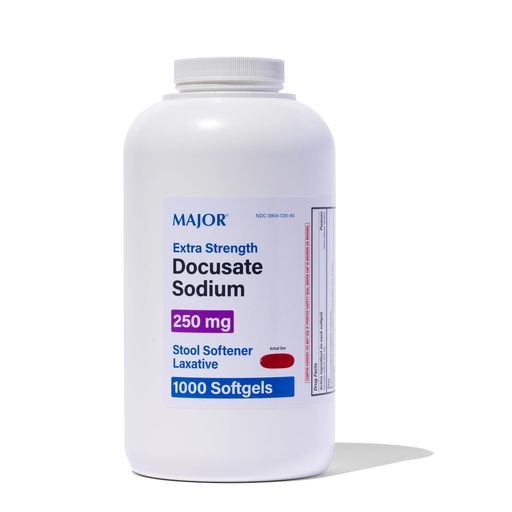 [BRSWYEAOOQPBS23F] Major Docusate Sodium 250 mg - Extra Strength Stool Softener Laxative Softgels for Constipation Relief - Gentle Stool Softeners for Women, Men, and Kids Ages 12+ - 1000 Count