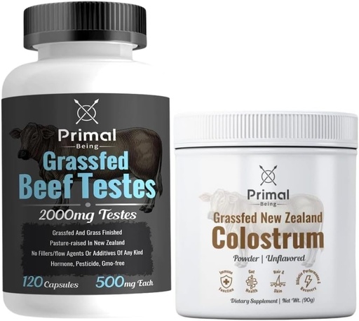 [BRSRABATCEHBEDTU] Primal Be Grassfed Beef Testleri, 120 Capsules + Grassfed Beef Colostrum, 90 Grams unflavored Toz