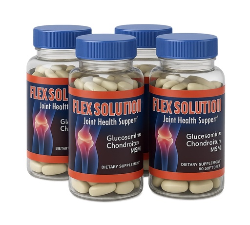 [BRSREC34CIFG2FAY] Flex Solution Joint Formula – Glucosamine, Chondroitin, MSM – 4 Bottle Pack (60 Softgels Each) – Daily Use Dietary Supplement – Adult Routine Support – Capsule Format