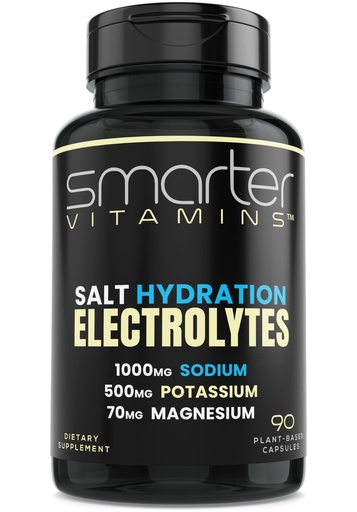 [BRSRA233CMCWMHLU] Smarter Electrolyte Capsules – Salt Pills with 1000mg Sodium, 500mg Potassium, 70mg Magnesium – Keto/Fasting & Workout Hydration Support – Zero Sugar – 30 Servings