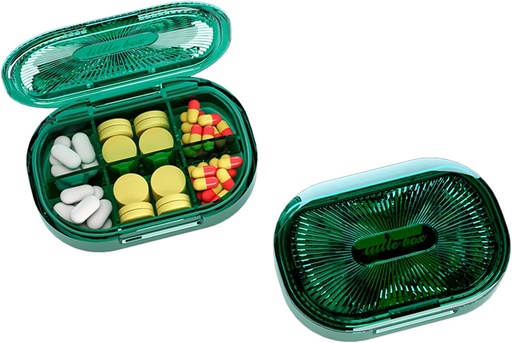 [BRSW2GIROECB43A2] Small Pill Box, Moisture Proof Pill Case, Travel Pill Organizer for Pocket Purse, Daily Portable Medicine Vitamin, Fish Oil, Supplement (Green)