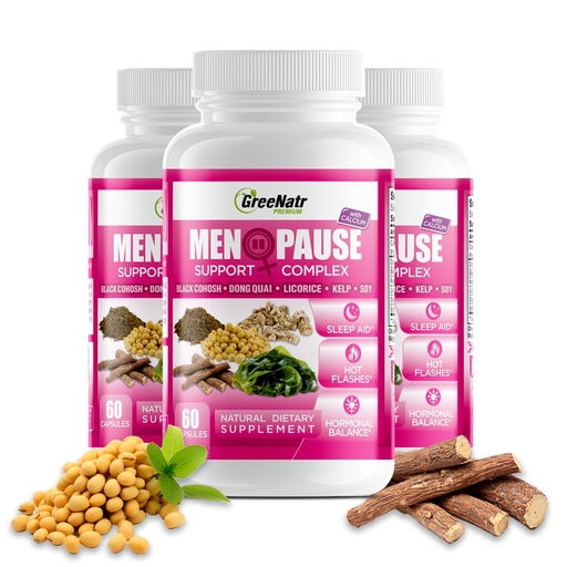 [BRSROGDQDMIQYEIZ] GreeNatr Menopause Supplements for Women - Perimenopause Supplements Women with Dong Quai & Black Cohosh for Menopause Hot Flashes - Menopause Support for Sleep Quality & Hormone Balance - 3 Bottles