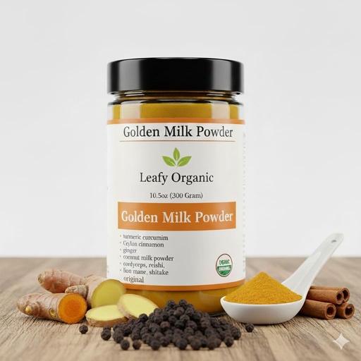 [BRSRGZQ7CQHWC33F] Golden Milk Supplement Powder -Turmeric Curcumin, Ceylon Cinnamon,Ginger,Coconut Milk Powder with Mushroom Powder Blend & Black Pepper - 10.5 Oz (75-Day Supply)