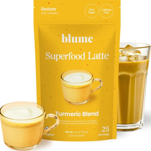 [BRSROFA2C4IAO236] Blume Superfoods Latte - Turmeric Powder and Ginger Powder - Golden Milk, Cardamom, Ginger Root, Caffeine Free, Sugar-Free, Organic - Vegan, Gluten-Free - 25 Servings