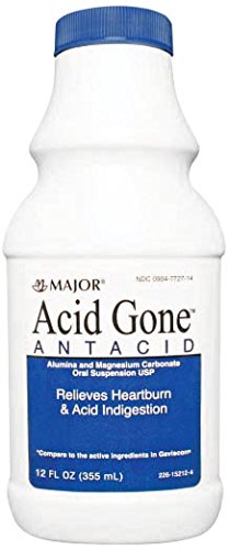 [BRSWGYATPMPA4E3F] Major Pharmaceuticals 264978 Acid Gone Antacid Liquid, Compare to Gaviscon, 12 oz. Volume, Spearmint, Light-Green