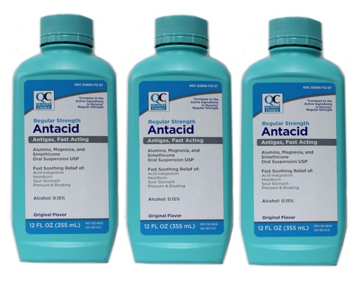 [BRSWIZQFC4IBQYIV] Quality Choice (Pack of 3) Regular Strength Antacid Liquid Original Flavor 12 Oz