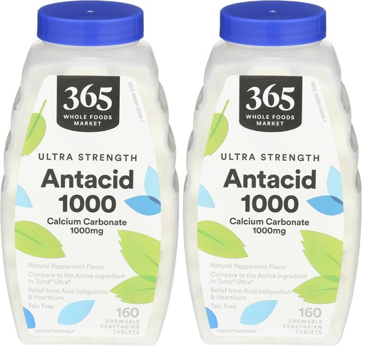 [BRSRAGT7C56WODYY] 365 by Whole Foods Market, Antacid Ultra Strength Peppermint, 160 Count (Pack of 2)
