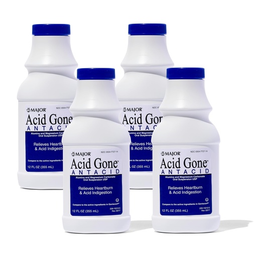 [BRSWIGYNAYDGOEI3] MAJOR Acid Gone Antacid Liquid - Acid Reflux Medicine for Adults - Upset Stomach, Acid Indigestion, and Heartburn Relief - Spearmint Flavored - 12 Fl. Oz. (4 Pack)