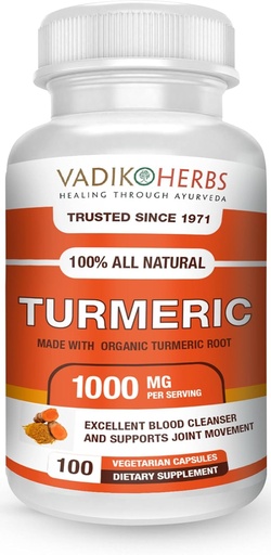 [BRSRAHA2CUCAG23O] Vadik Herbs Organic Turmeric Curcumin 1000 mg 124; (100 vegicaps) Dally 124; Made in USA Serum 124; Trusted Sejak 1971