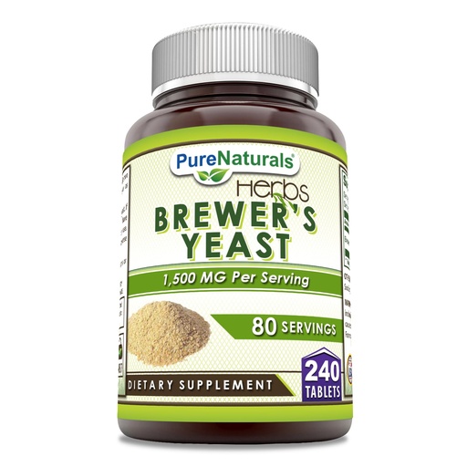 [BRSWKHD5ON6A4FD3] Pure Naturals Brewer's Yeast Supplement | 1500 Mg per Serving | 240 Tablets | Non-GMO | Gluten-Free | Made in USA
