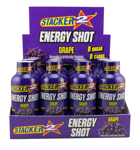 [BRSWKHY5OAAR6ETX] Stacker 2 Energy Shots Grape Flavor 2oz. Shots (24 Bottles)