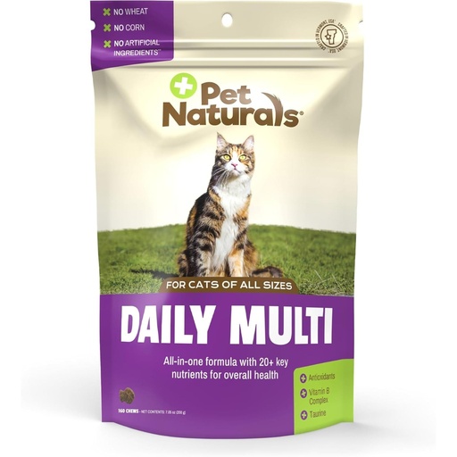 [BRSREHY2OIIWC336] Pet Naturals Daily Multi Multivitamin Soft Chews for Cats, Vet Formulated with Biotin, Taurine, Calcium, and Arginine, Gentle Formula, Value Size, Fish, 160 Count