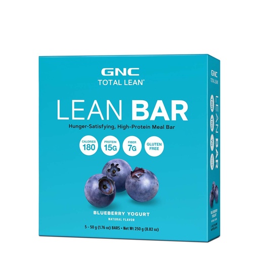 [BRSWIGYEO4IW2DTA] GNC Total Lean Bar | Hunger-Satisfying, High-Protein Meal Bar| Blueberry Yogurt | 5 Bars