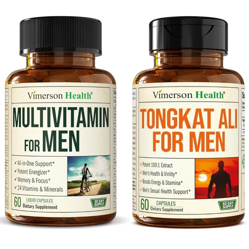 [BRSREY32CANBAET4] Men's Multivitamin Liquid Capsules & Tongkat Ali - Daily Men's Health Bundle with Essential Nutrients & Testosterone Support for Energy, Stamina & Muscle Performance