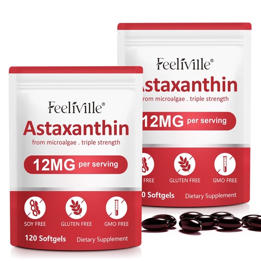[BRSRGFIQO4GQED34] Astaxanthin Supplements, Premium Astaxanthin 12mg Antioxidant with Antioxidant Activity, Supports Eye, Joint, Immune, Skin Health, Internal Circulation, 2Pack(240 Softgels), Non-GMO & No Gluten