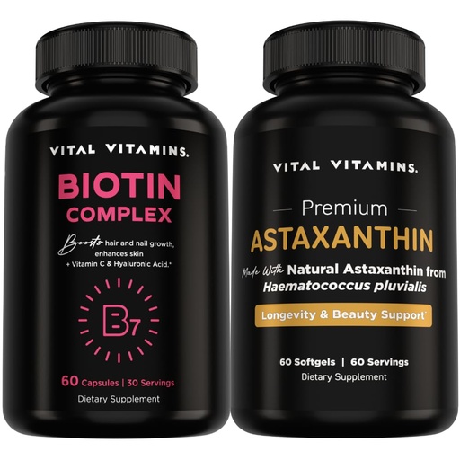 [BRSRGHQBOJ5BUFY4] Vital Vitamins Biotin Complex 60 ct + Astaxanthin 60 ct