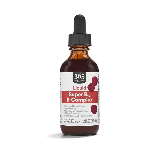 [BRSWGZQBOYJWCE3U] 365 by Whole Foods Market, Super B-12 B-Complex Liquid Supplement, Raspberry Natural Flavor, Vegan, 2 Fl Oz