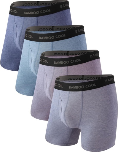 [BRSRAFQHBB5WMYD6] BAMBOO COOL Mäns Ultra Breathable Underwear, No Riding Up Boxer Briefs med ComfortFlexible Waistband, Multipack