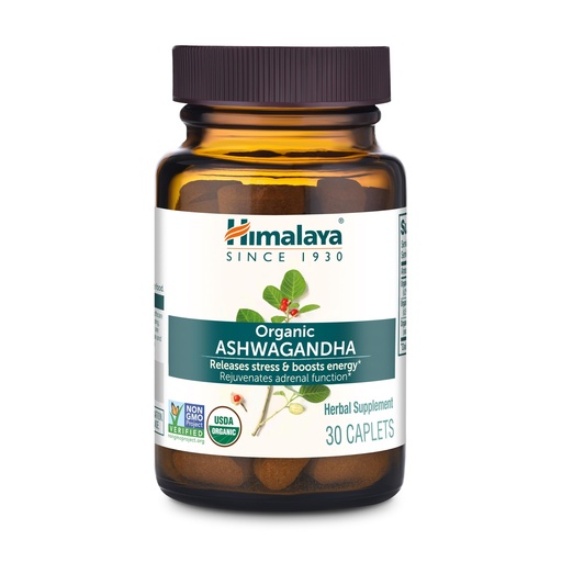 [BRSW2CABPMBWCCL4] Himalaya Organic Ashwagandha Root, 30 Day Supply - Herbal Adrenal Support Supplements for Stress Relief and Energy Support - USDA Organic, Non-GMO, Vegan, Gluten Free, No Additives, 670 mg, 30 Caplets
