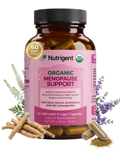 [BRSREYYEDIIAEYL2] USDA Organic KSM-66 Ashwagandha, Vitex Berry & Black Cohosh, Menopause Support Supplement for Women, Natural Relief for Hot Flashes, Night Sweats & Mood Swings, Hormone-Free (60 CT)