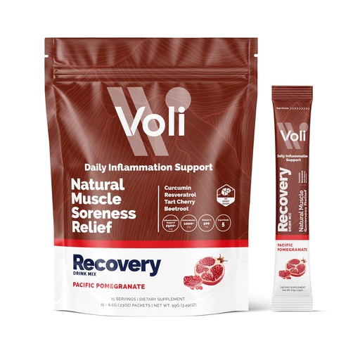 [BRSRE237AEJR43A7] Voli Recovery - Post Workout Superfood Powder | Plant-Based Drink Mix Packets with Curcumin, Ginger & Vitamin C for Muscle Recovery & Detox Support, Inflammation & Leg Cramps Support, Vegan, 15 Count