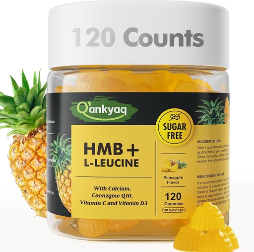 [BRSREHQDBFYAEAAU] Q'ankyaq 3000mg HMB Supplements, Chewable Muscle Growth & Relief, Workout Recovery for Elder with Vitamin D3, Sugar Free, 120 Counts