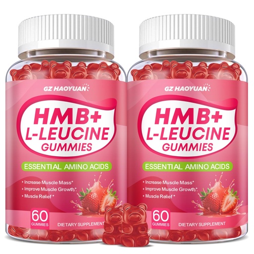 [BRSREGQZBF5AOETH] HMB and L-Leucine Gummies, 4500mg HMB and Leucine Supplements for Men & Women, Sugar-Free, Strawberry Flavored, 120 Count