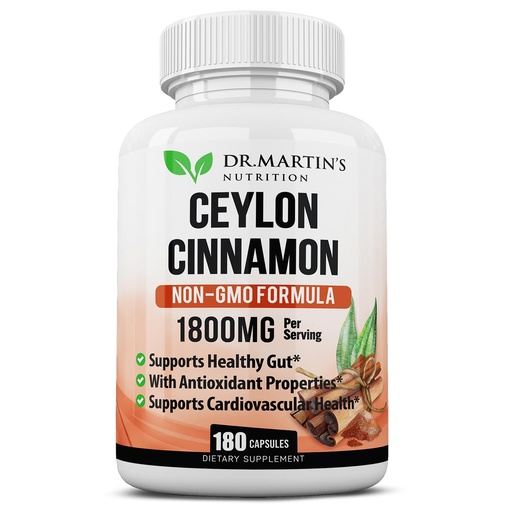 [BRSRAZQODEHAKYL7] 1800mg Organic Ceylon Cinnamon Capsules | 180 Count | Supports Joints, Healthy Inflammatory Responses, Antioxidant & Cardiovascular Health | Non-GMO & Gluten Free Supplement