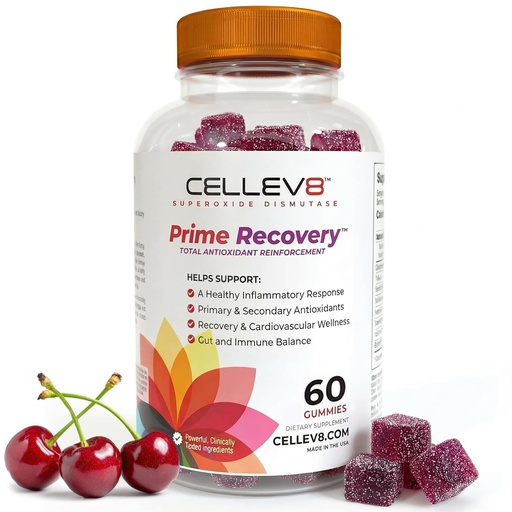 [BRSRE2Q3A4GR4ADJ] Cellev8 Prime Recovery Joint & Muscle Recovery Gummies - 60 Count - Antioxidant Cellular Health, Daily Energy, Wellness, Supplements with SOD, Tart Cherry - NSF Sport Formula, Raspberry Flavor