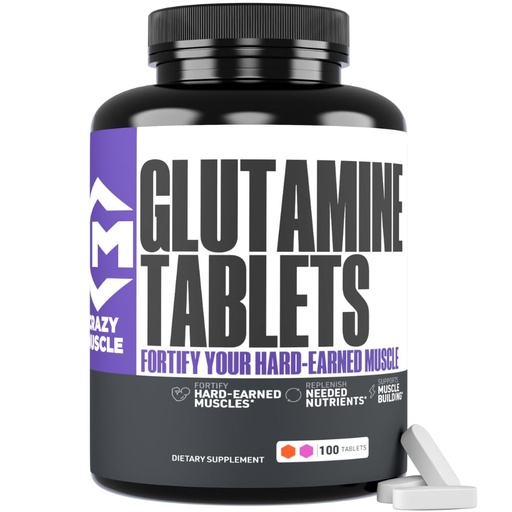 [BRSRABL4AQIWO23X] Crazy Muscle Keto Friendly L Glutamine Capsules 1000mg, Post Workout Supplement to Increase Recovery, Decrease Delayed Onset Muscle Soreness, Reinforce Strength Gains & Heal Leaky Gut (100 Pills)