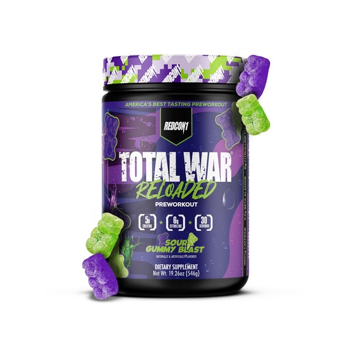 [BRSREFIOOB7Q4FDG] REDCON1 Total War Reloaded Pre Workout, Sour Gummy Bear - Creatine, Beta Alanine + L-Citrulline Malate Keto Friendly for Men & Women with 350mg of Caffeine - Fast Acting (30 Servings)