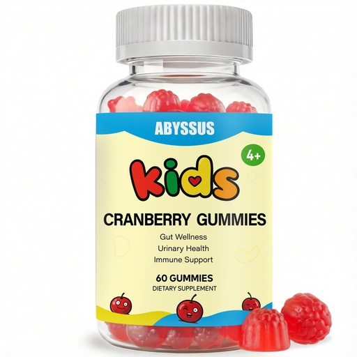 [BRSRGY3YOQBWY3A3] ABYSSUS Cranberry Gummies for Kids – with D-Mannose, Elderberry & Vitamin C, Zinc, Urinary Tract Support & Immune Health – Prebiotic Inulin for Gut, Strawberry Flavor, 60 Count