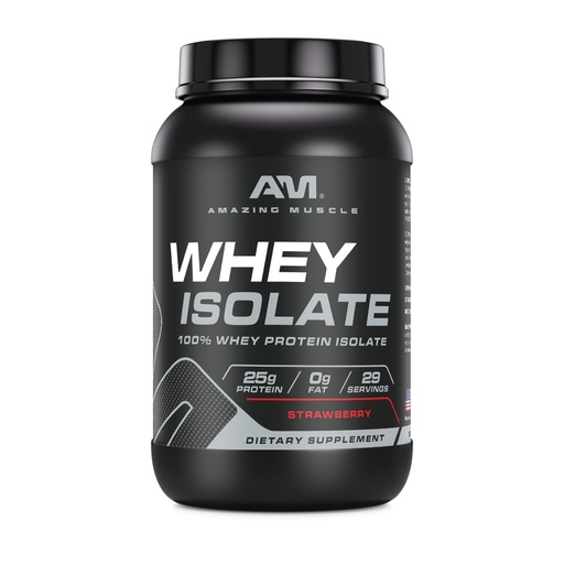 [BRSRAYY6OB7RACA6] Amazing Muscle Whey Protein Isolate Powder | 25 Grams Protein Per Serving | 100% Whey Isolate | Zero Fat | Made in USA (Strawberry, 2 LB)
