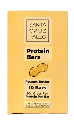 [BRSRGHYQCIGQOA3F] Santa Cruz Paleo Protein Bar – 20g Grass-Fed Whey & Collagen Protein – Wildflower Honey Sweetened, No Seed Oils, High Protein Snack Bar (Peanut Butter Flavor, Pack of 10)