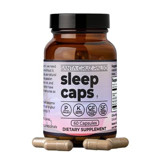 [BRSREGICAEBGKFD4] Santa Cruz Paleo Sleep Caps with L-Theanine, Lemon Balm, Passion Flower & Valerian Root, Melatonin-Free Nighttime Relaxation, Paleo & Keto Friendly, Sugar & Gluten Free, 60 Capsules