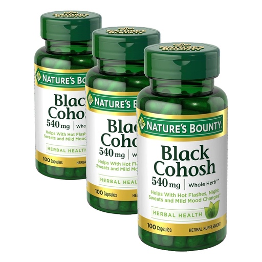[BRSREBINOUNRGDT3] Nature's Bounty Black Cohosh Root Pills and Herbal Health Supplement, Natural Menopausal Support, 540 mg, 100 Capsules (Pack of 3)