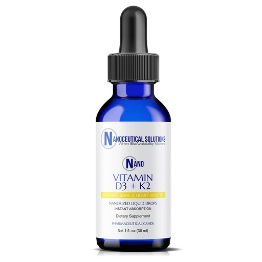 [BRSW22Q3OUAWYDY6] Nanoceutical Solutions Nano Vitamin D3+K2 Nanosized Liquid Particles | Rapid Absorption | 5000 IU Potent Formulation - 1Fl Oz | Non-GMO, Gluten Free | Supports Bone, Joint, Heart & Immune Health