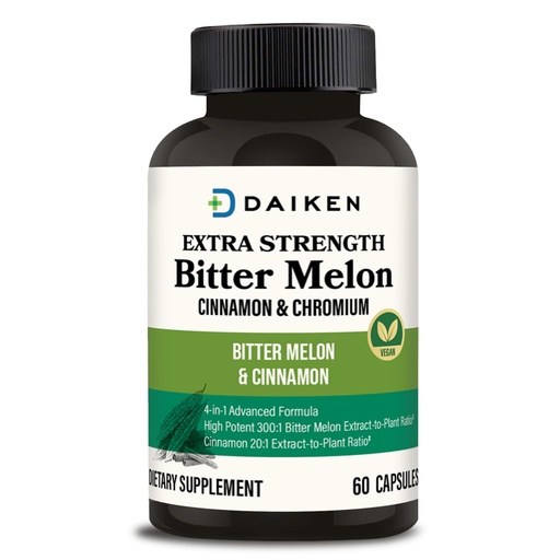 [BRSRABD2CUIWM33O] DAIKEN Bitter Melon, Cinnamon & Chromium, 100% Vegetarian Bitter Melon Capsules with Cinnamon Chromium & Zinc, 60 Capsules