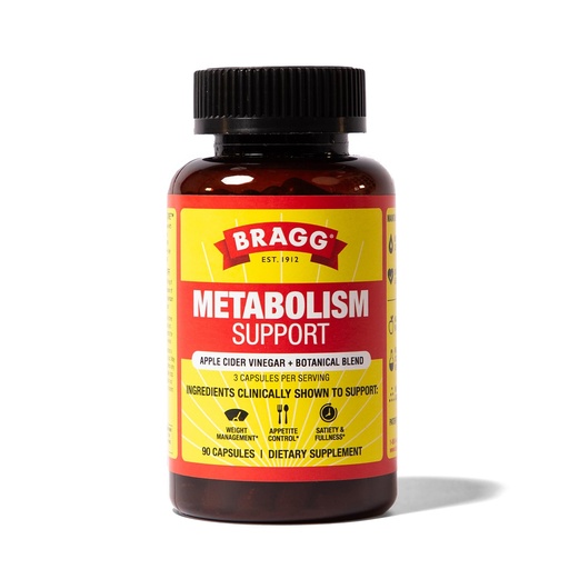 [BRSREBAEPMIQ4F3O] Bragg Metabolism Support Apple Cider Vinegar Capsules with Botanical Blend - 90 Capsules - Increased GLP-1 Support for Weight Management, Appetite Control, and Fullness