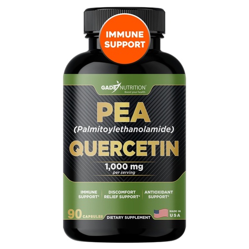 [BRSRACAPCF7GKFDP] Gade Nutrition Palmitoylethanolamide Pea Supplement 800 mg with Quercetin 200 mg | Micronized Pea 99% Highly Purified and 95% Quercetin Bioavailable | Made in USA | Supplement for Men and Women