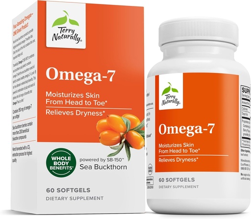 [BRSWIZYIDINWAELE] Terry Naturally Omega-7 - Dietary Supplement with Essential Fatty Acids - Nutritional Supplement to Support Skin Health with Sea Buckthorn, Berry Pulp & Seed Oil - 60 Softgels (Pack of 2)