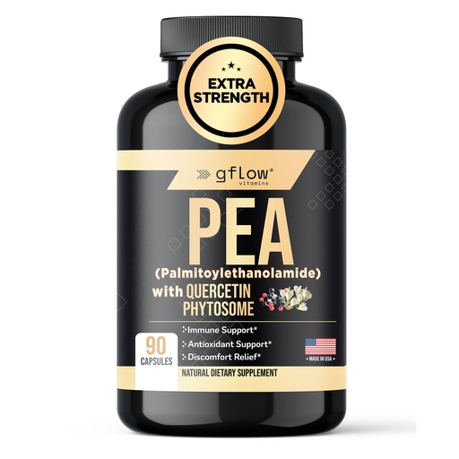[BRSREYIRDMAQKGQZ] gflow vitamins Pea Supplement with Quercetin Phytosome 1,000 mg | Micronized Pea (Palmitoylethanolamide) 99% Highly Purified | Discomfort Relief Supplement in Capsules Made in The USA